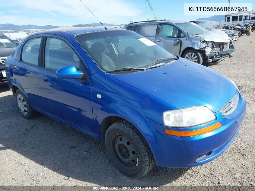 2006 Chevrolet Aveo Ls VIN: KL1TD56666B667945 Lot: 40469362