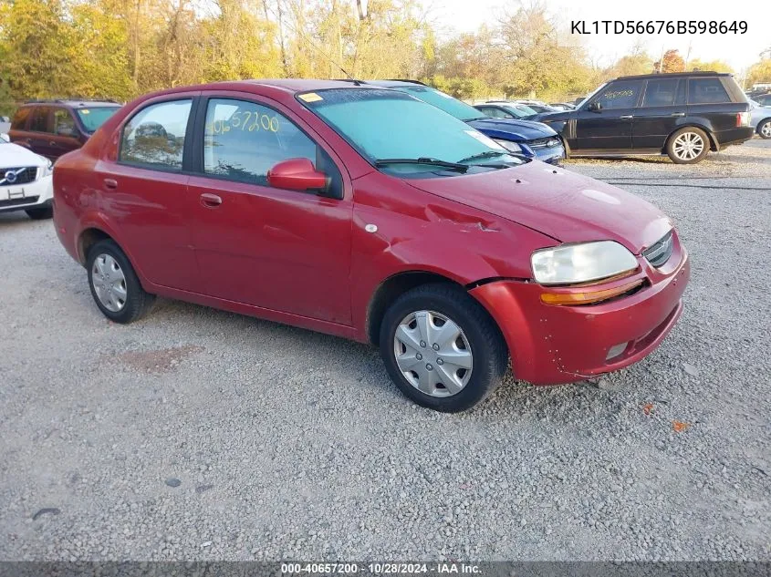 2006 Chevrolet Aveo Ls VIN: KL1TD56676B598649 Lot: 40657200