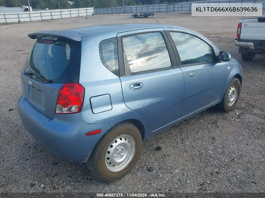 2006 Chevrolet Aveo Ls VIN: KL1TD666X6B639636 Lot: 40687275