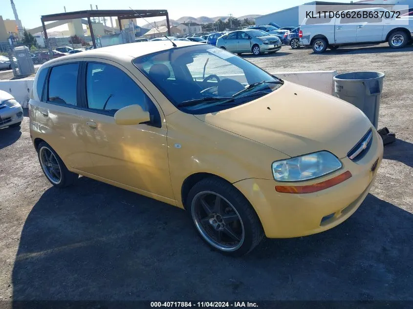 2006 Chevrolet Aveo Special Value VIN: KL1TD66626B637072 Lot: 40717884