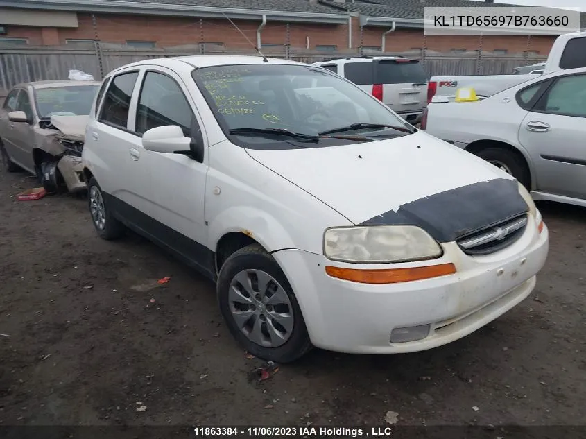 2007 Chevrolet Aveo Ls VIN: KL1TD65697B763660 Lot: 11863384