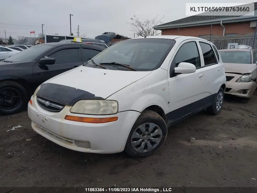 2007 Chevrolet Aveo Ls VIN: KL1TD65697B763660 Lot: 11863384