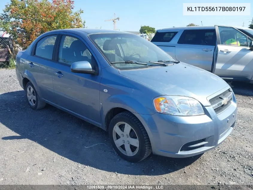 2007 Chevrolet Aveo Ls VIN: KL1TD55617B080197 Lot: 12091509