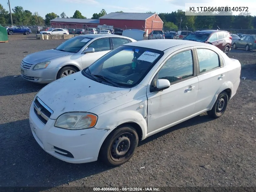 2007 Chevrolet Aveo Ls VIN: KL1TD56687B140572 Lot: 40066603