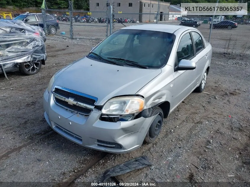 2007 Chevrolet Aveo Ls VIN: KL1TD56617B065357 Lot: 40151026