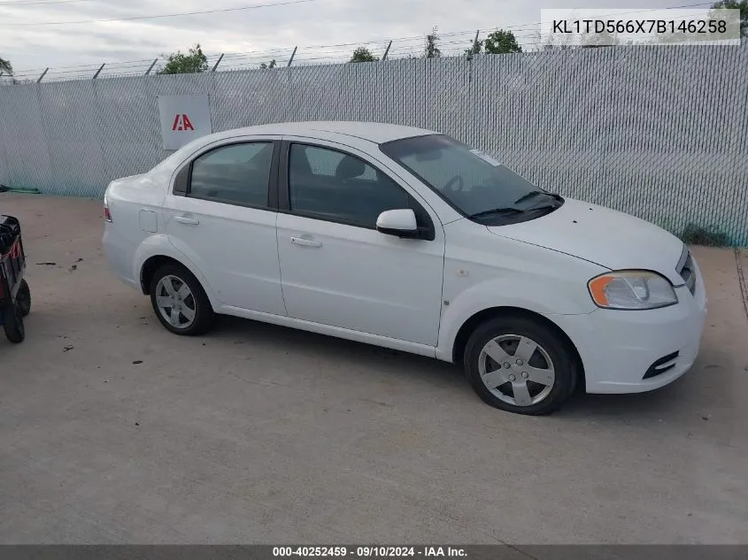 2007 Chevrolet Aveo Ls VIN: KL1TD566X7B146258 Lot: 40252459