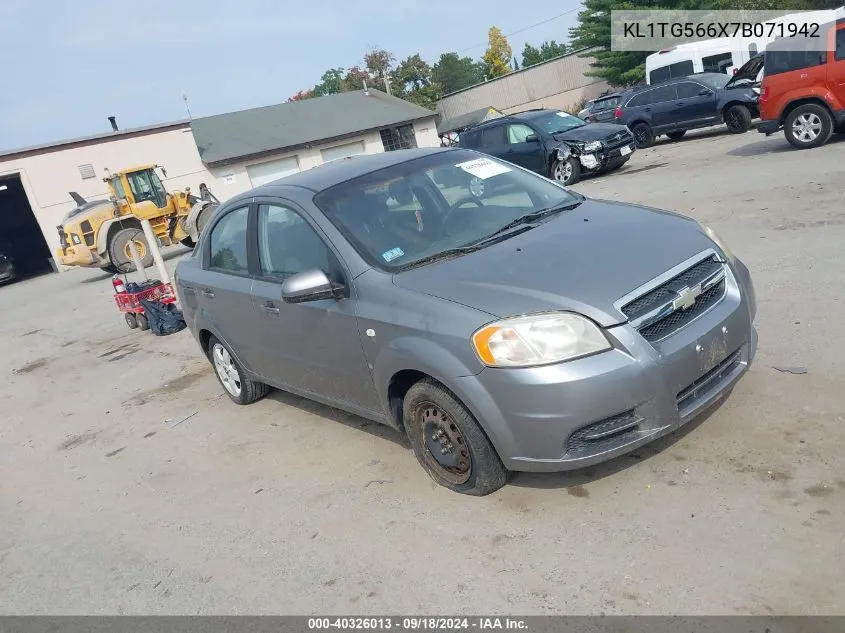 2007 Chevrolet Aveo Lt VIN: KL1TG566X7B071942 Lot: 40326013