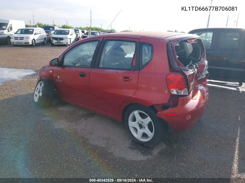 2007 Chevrolet Aveo 5 Ls VIN: KL1TD66677B706081 Lot: 40342529