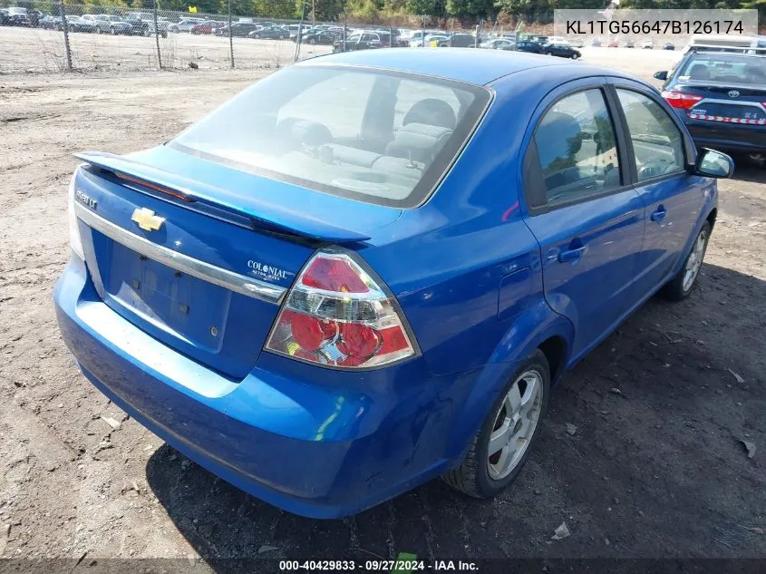 2007 Chevrolet Aveo Lt VIN: KL1TG56647B126174 Lot: 40429833