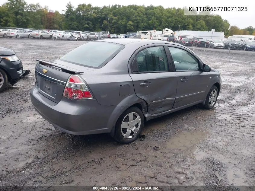 2007 Chevrolet Aveo Ls VIN: KL1TD56677B071325 Lot: 40439726