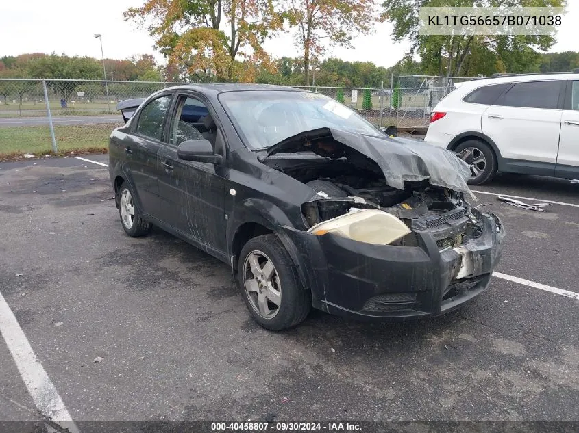 2007 Chevrolet Aveo Lt VIN: KL1TG56657B071038 Lot: 40458807