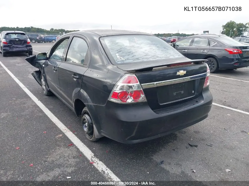 2007 Chevrolet Aveo Lt VIN: KL1TG56657B071038 Lot: 40458807