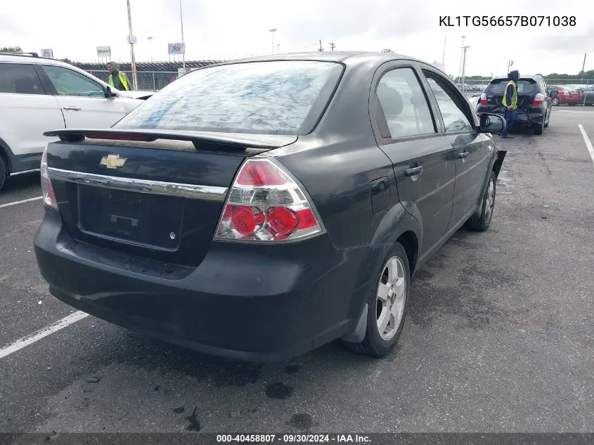 2007 Chevrolet Aveo Lt VIN: KL1TG56657B071038 Lot: 40458807