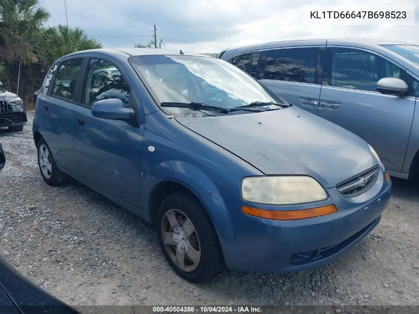 2007 Chevrolet Aveo 5 Ls VIN: KL1TD66647B698523 Lot: 40504388