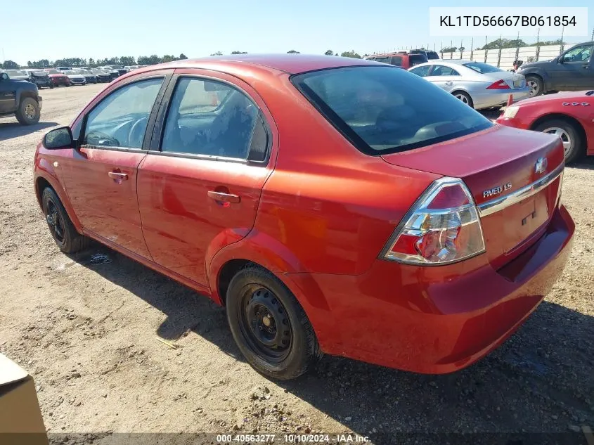 2007 Chevrolet Aveo Ls VIN: KL1TD56667B061854 Lot: 40563277