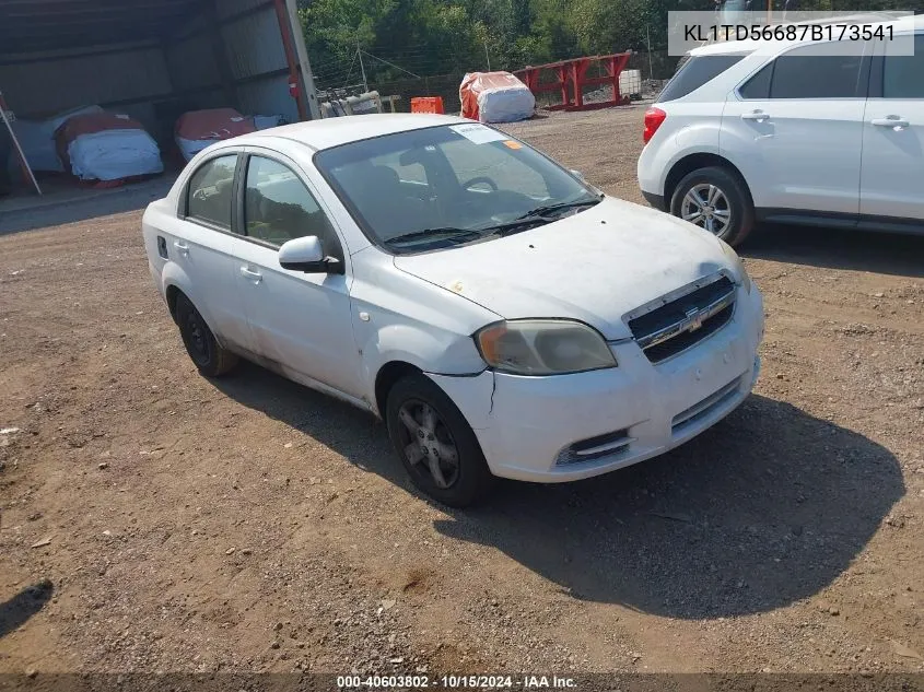 2007 Chevrolet Aveo Ls VIN: KL1TD56687B173541 Lot: 40603802