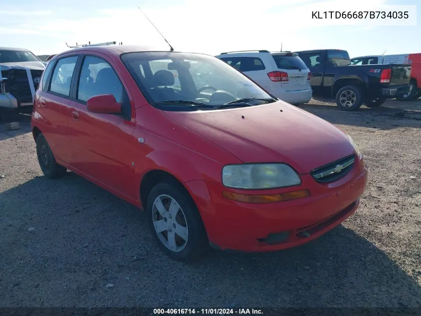 2007 Chevrolet Aveo 5 Ls VIN: KL1TD66687B734035 Lot: 40616714