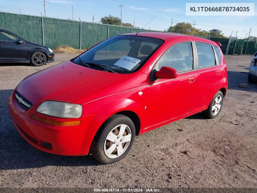 2007 Chevrolet Aveo 5 Ls VIN: KL1TD66687B734035 Lot: 40616714