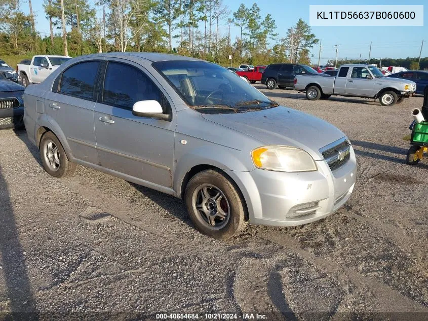 2007 Chevrolet Aveo Ls VIN: KL1TD56637B060600 Lot: 40654684