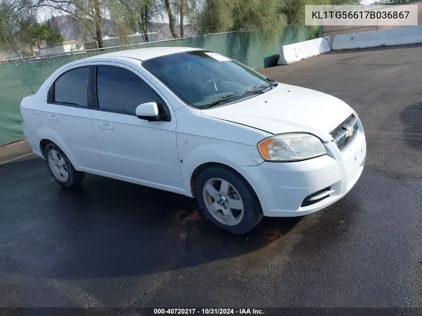 2007 Chevrolet Aveo Lt VIN: KL1TG56617B036867 Lot: 40720217