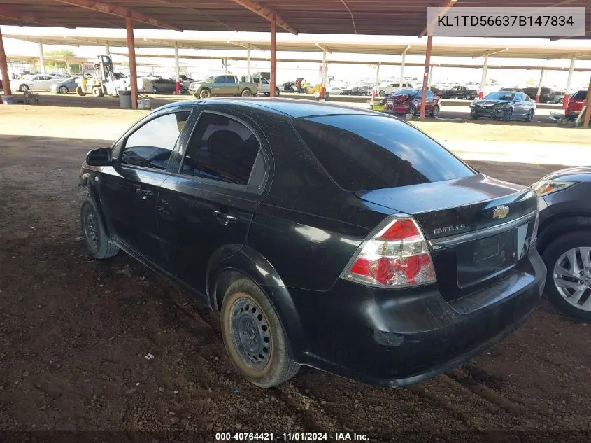 2007 Chevrolet Aveo Ls VIN: KL1TD56637B147834 Lot: 40764421