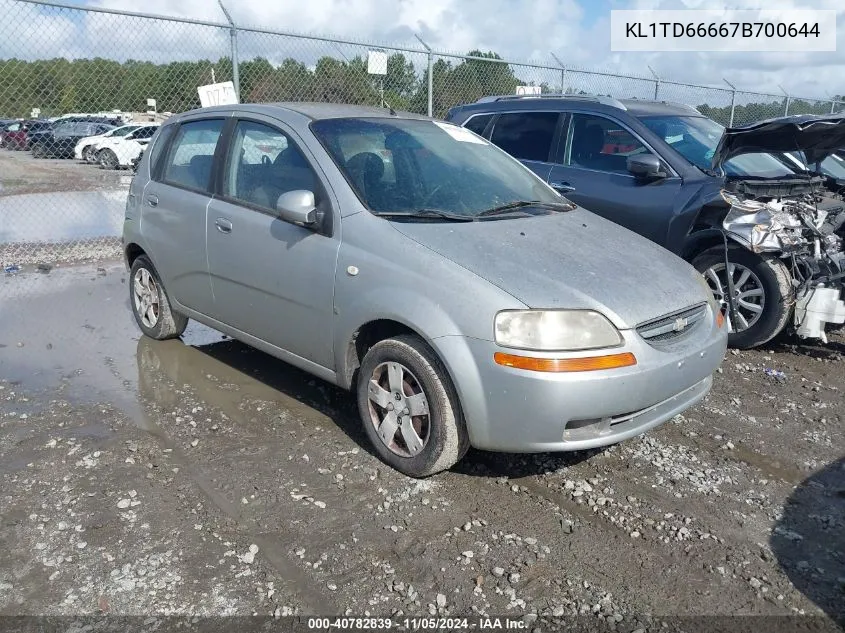 2007 Chevrolet Aveo 5 Ls VIN: KL1TD66667B700644 Lot: 40782839