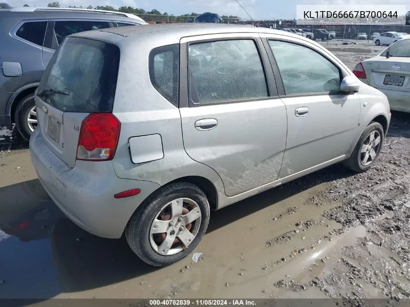 2007 Chevrolet Aveo 5 Ls VIN: KL1TD66667B700644 Lot: 40782839