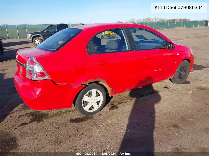 2007 Chevrolet Aveo Ls VIN: KL1TD56607B080304 Lot: 40820041