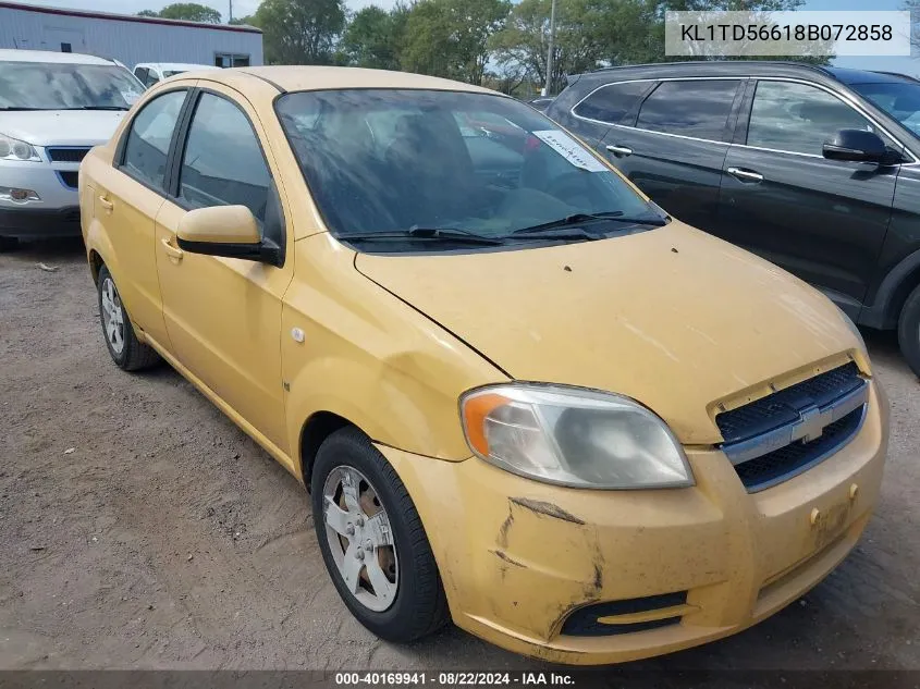 2008 Chevrolet Aveo Ls VIN: KL1TD56618B072858 Lot: 40169941