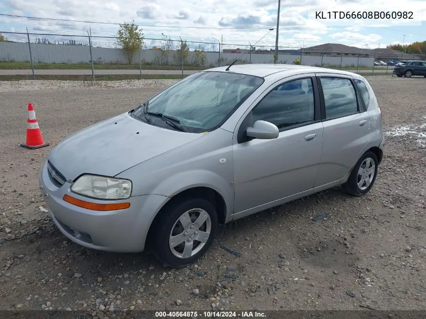 2008 Chevrolet Aveo 5 Special Value VIN: KL1TD66608B060982 Lot: 40564875