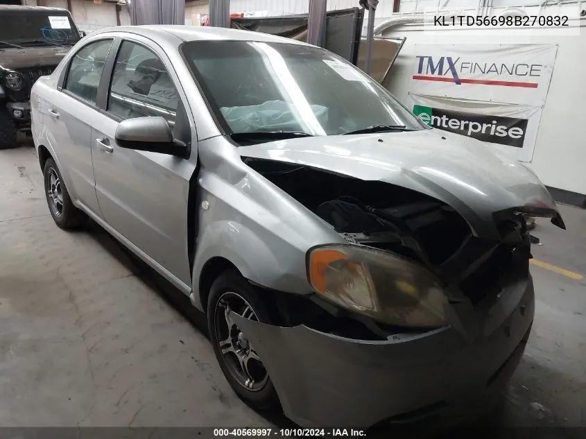 2008 Chevrolet Aveo Ls VIN: KL1TD56698B270832 Lot: 40569997