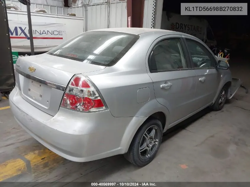 2008 Chevrolet Aveo Ls VIN: KL1TD56698B270832 Lot: 40569997