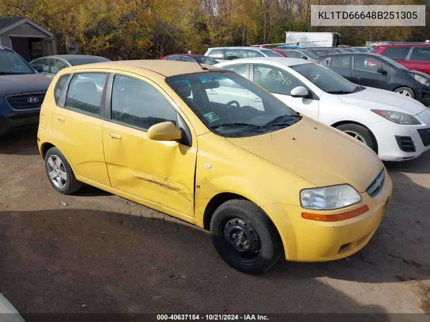 2008 Chevrolet Aveo 5 Ls VIN: KL1TD66648B251305 Lot: 40637154