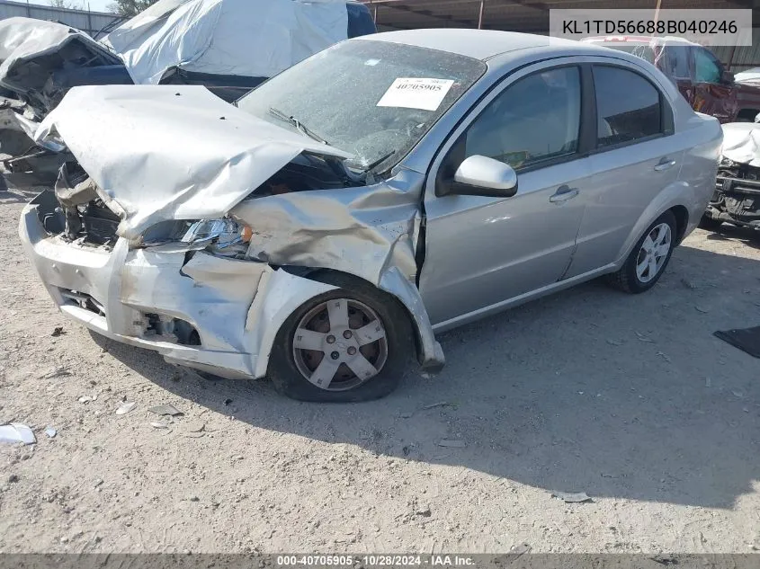 2008 Chevrolet Aveo Ls VIN: KL1TD56688B040246 Lot: 40705905