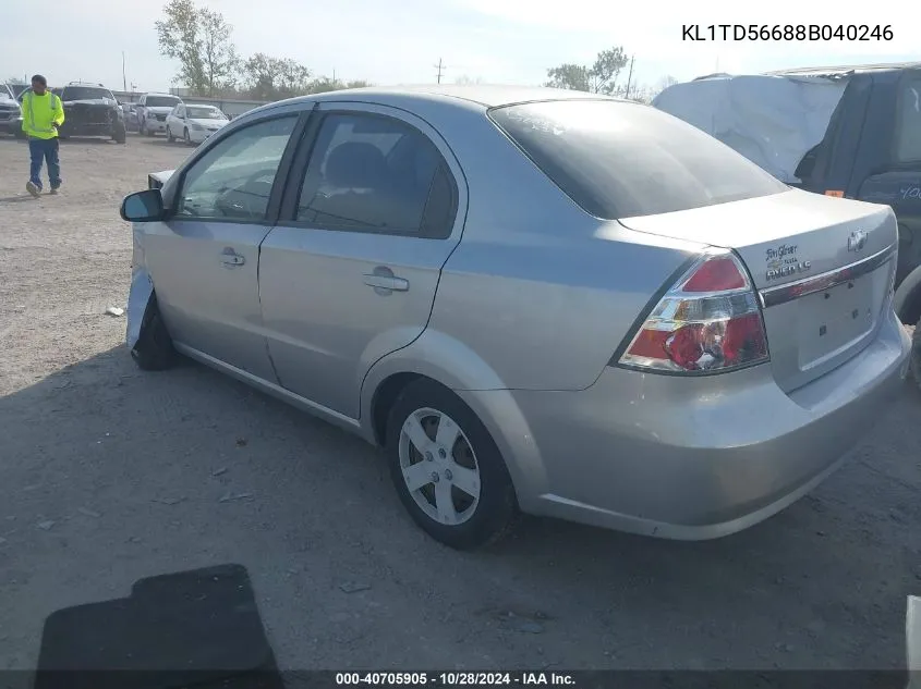 2008 Chevrolet Aveo Ls VIN: KL1TD56688B040246 Lot: 40705905