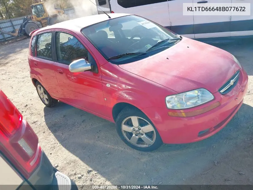 2008 Chevrolet Aveo 5 Ls VIN: KL1TD66648B077672 Lot: 40720200