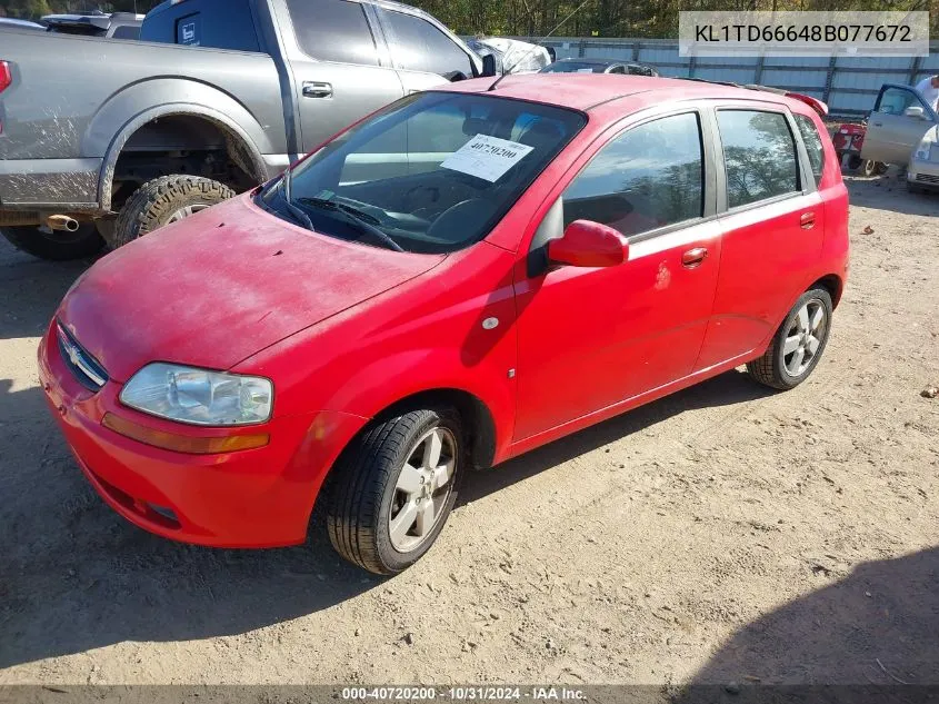 2008 Chevrolet Aveo 5 Ls VIN: KL1TD66648B077672 Lot: 40720200