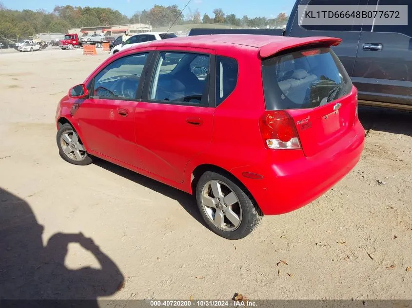 2008 Chevrolet Aveo 5 Ls VIN: KL1TD66648B077672 Lot: 40720200