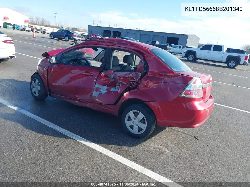 2008 Chevrolet Aveo Ls VIN: KL1TD56668B201340 Lot: 40741575