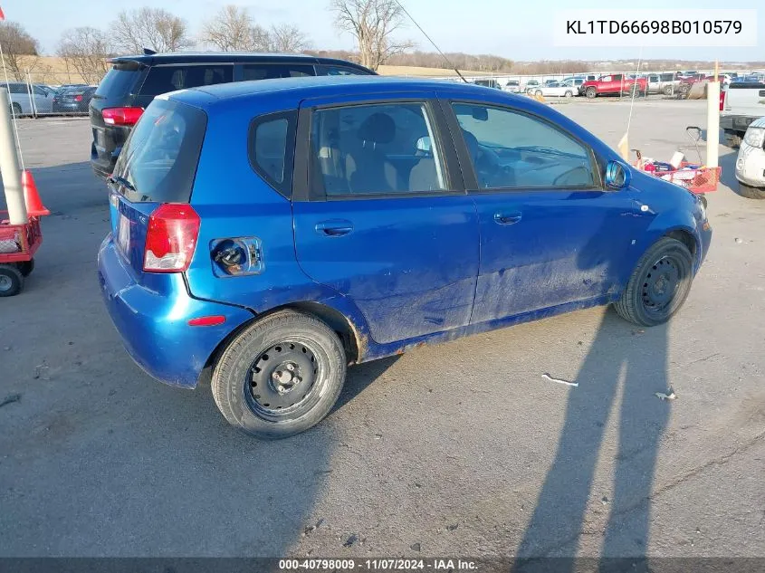 2008 Chevrolet Aveo 5 Ls VIN: KL1TD66698B010579 Lot: 40798009