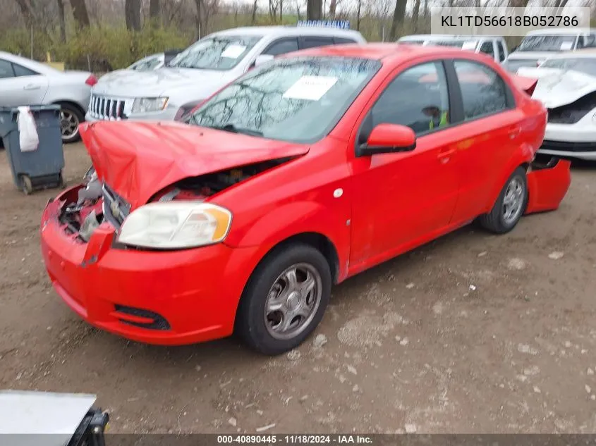 2008 Chevrolet Aveo Ls VIN: KL1TD56618B052786 Lot: 40890445