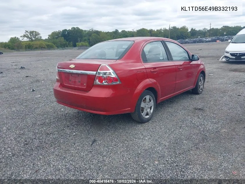 KL1TD56E49B332193 2009 Chevrolet Aveo Lt