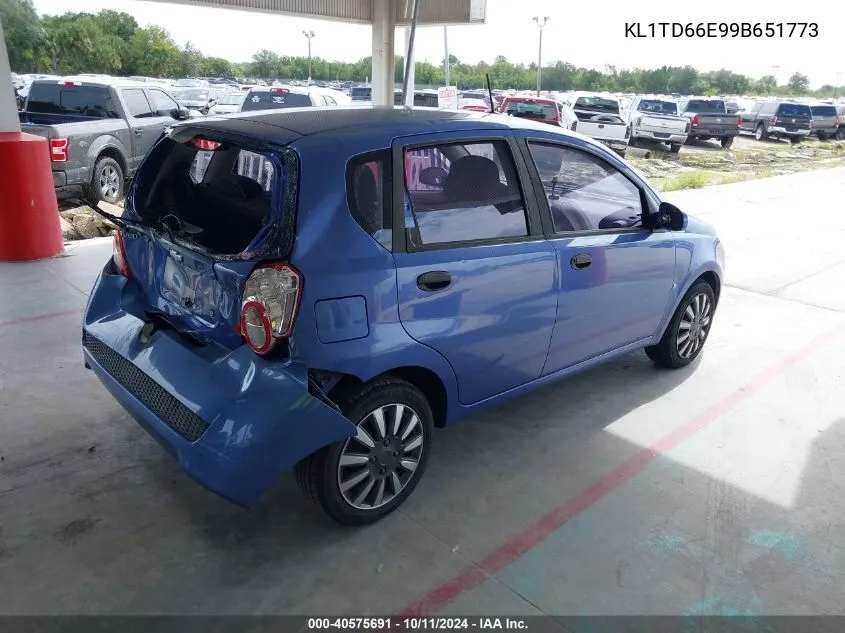 2009 Chevrolet Aveo Lt VIN: KL1TD66E99B651773 Lot: 40575691