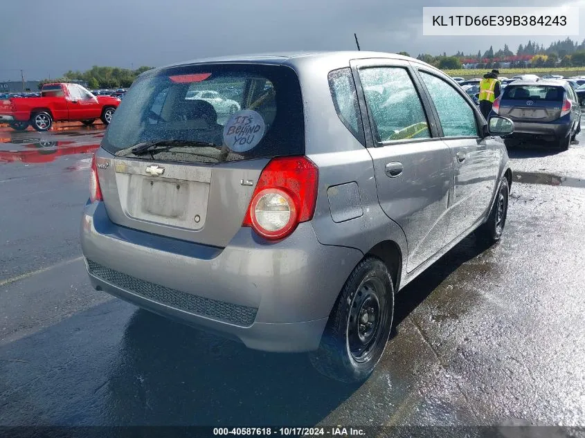 2009 Chevrolet Aveo Ls VIN: KL1TD66E39B384243 Lot: 40587618