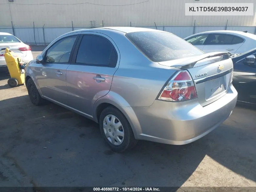 2009 Chevrolet Aveo Lt VIN: KL1TD56E39B394037 Lot: 40598772