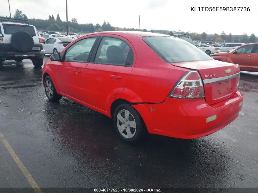 2009 Chevrolet Aveo Lt VIN: KL1TD56E59B387736 Lot: 40717523