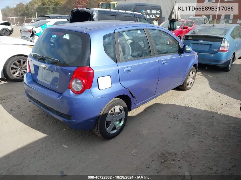 2009 Chevrolet Aveo Lt VIN: KL1TD66E89B317086 Lot: 40722632