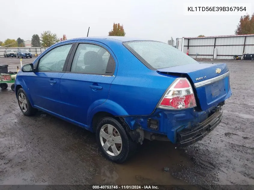 2009 Chevrolet Aveo Lt VIN: KL1TD56E39B367954 Lot: 40753745