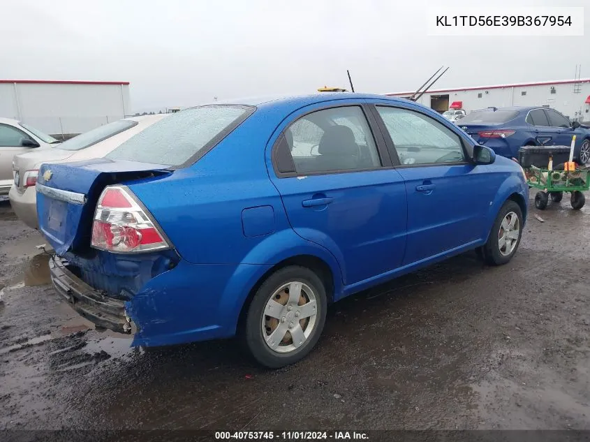 2009 Chevrolet Aveo Lt VIN: KL1TD56E39B367954 Lot: 40753745