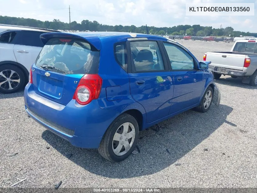 2010 Chevrolet Aveo Lt VIN: KL1TD6DE0AB133560 Lot: 40103269